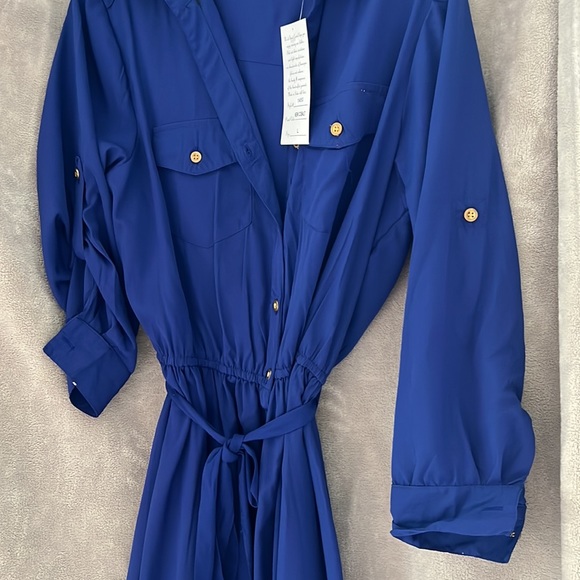 Cobalt Blue Button Up dress NWT - Picture 3 of 9